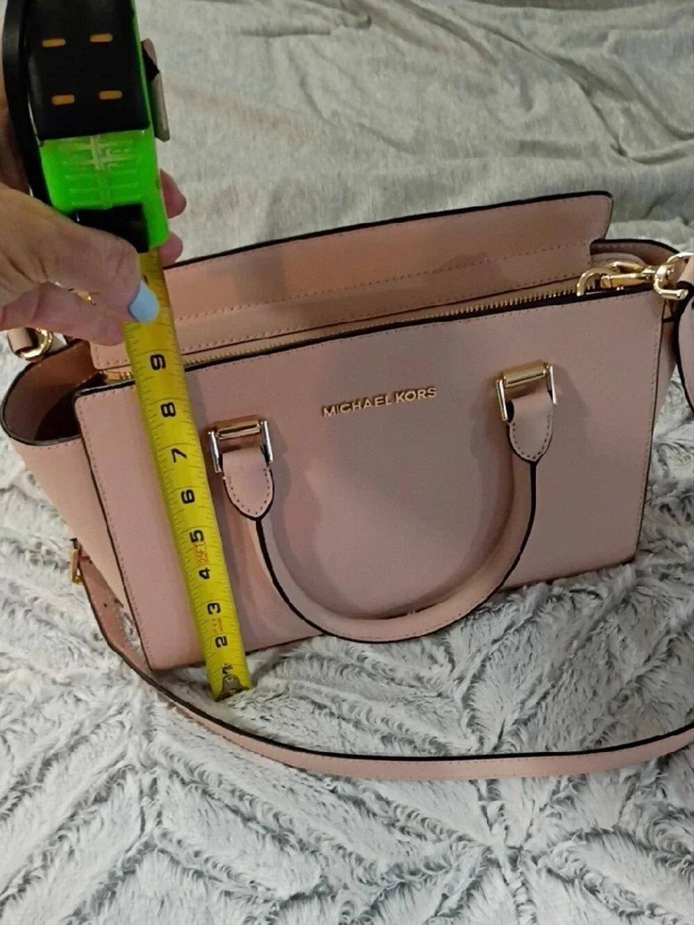 Michael Kors Pale Blush Leather Satchel with Gold Hardware